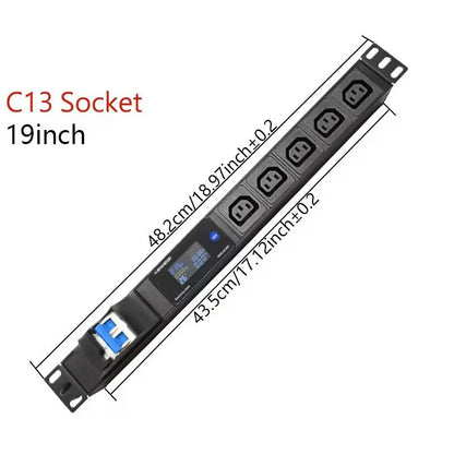 19 Inch Rack Mount PDU Power Strip With Voltmeter Ammeter Wattmeter  EU US UK Plug Options  16A 32A 4
