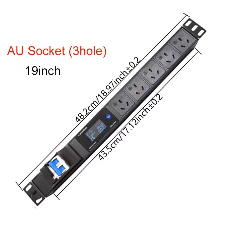 19 Inch Rack Mount PDU Power Strip With Voltmeter Ammeter Wattmeter  EU US UK Plug Options  16A 32A 6