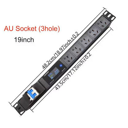 19 Inch Rack Mount PDU Power Strip With Voltmeter Ammeter Wattmeter  EU US UK Plug Options  16A 32A 6