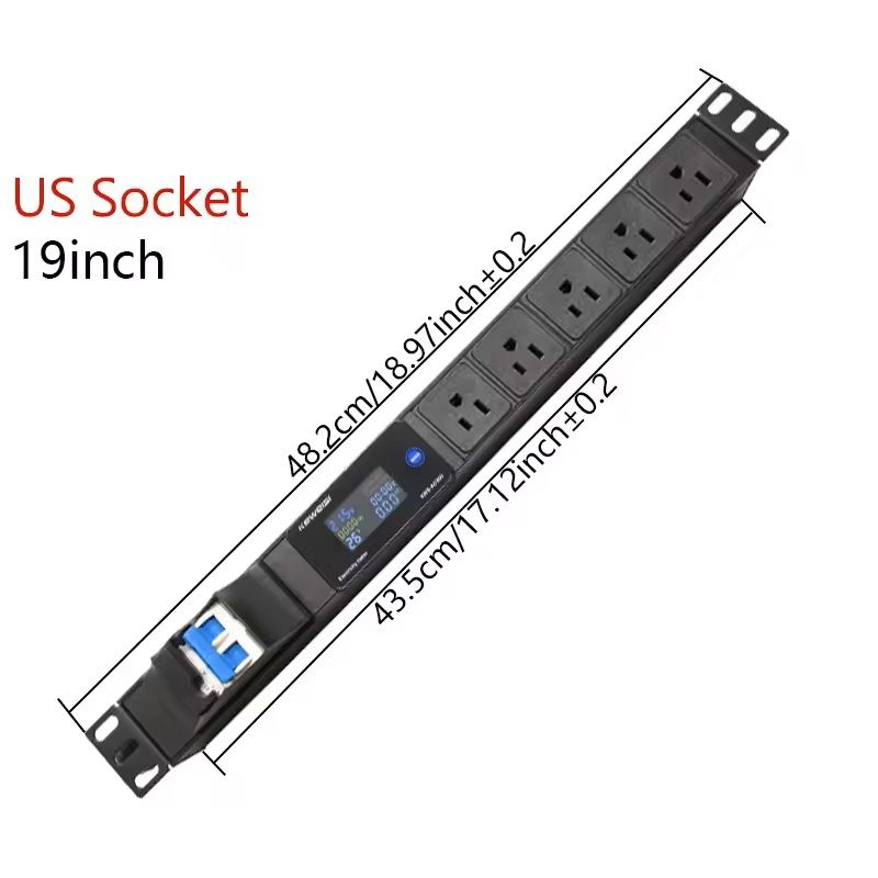 19 Inch Rack Mount PDU Power Strip With Voltmeter Ammeter Wattmeter  EU US UK Plug Options  16A 32A 9