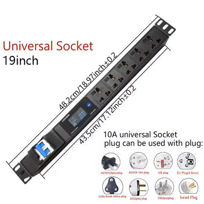 19 Inch Rack Mount PDU Power Strip With Voltmeter Ammeter Wattmeter  EU US UK Plug Options  16A 32A 13