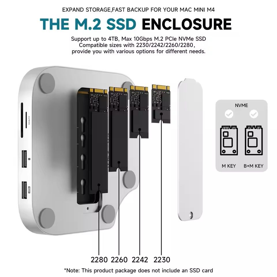 Mac Mini Dock Stand With SSD Enclosure And USB C Hub For Mac Mini M4 4