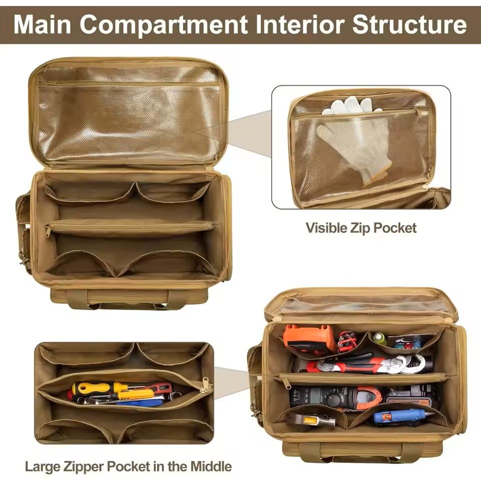 Heavy Duty Tactical Tool Bag 14 Inch Portable Organizer With Non Slip Base 6