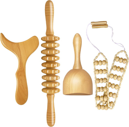6-in-1 Wood Therapy Massage Tools – Lymphatic Drainage & Body Sculpting Kit for Maderoterapia Colombiana