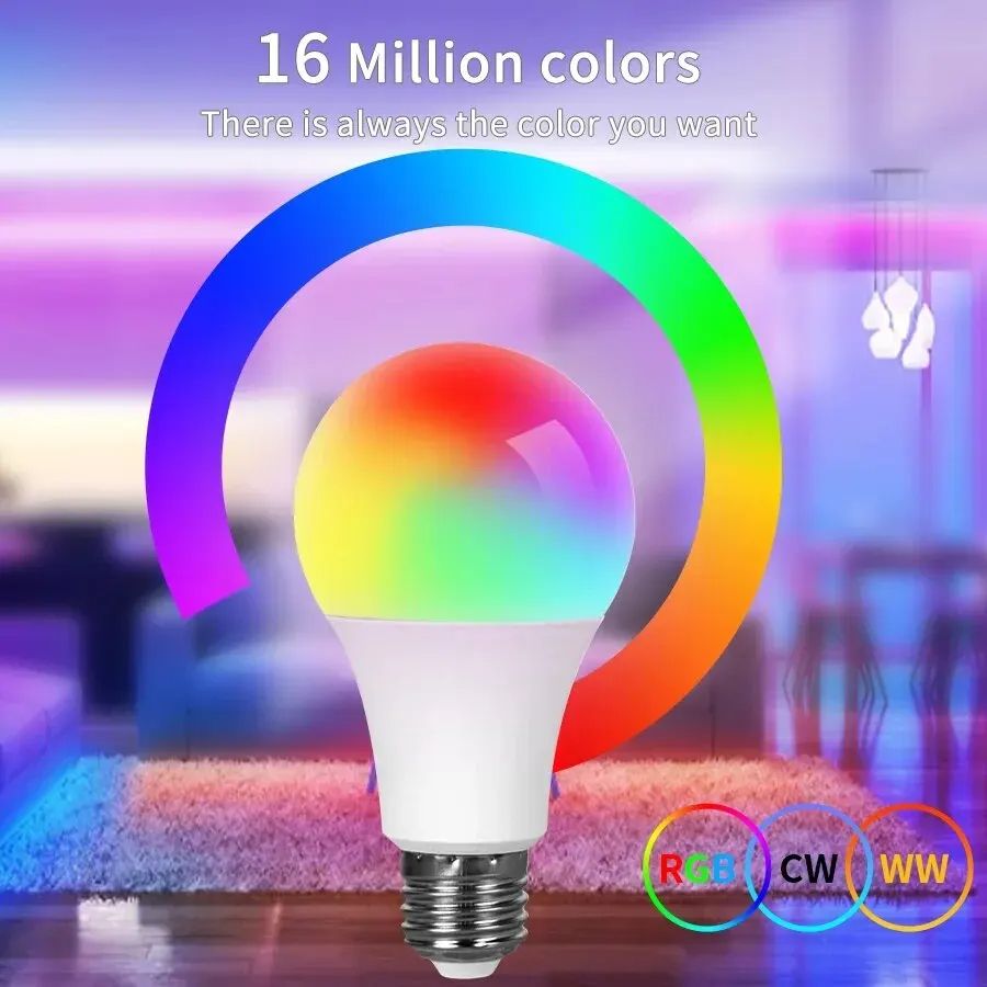 LED Smart Bulb RGB Tuya Lamp Dimmable Ampoule LED Light With Bluetooth APP Control Music Sync 1