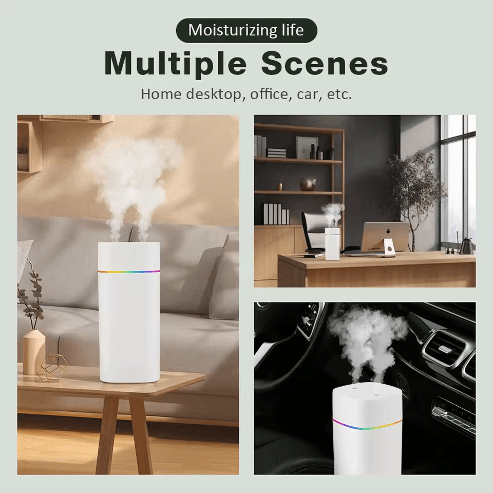 USB Cool Mist Portable Humidifier And Aroma Diffuser 600ml With Night Light For Home And Car 1
