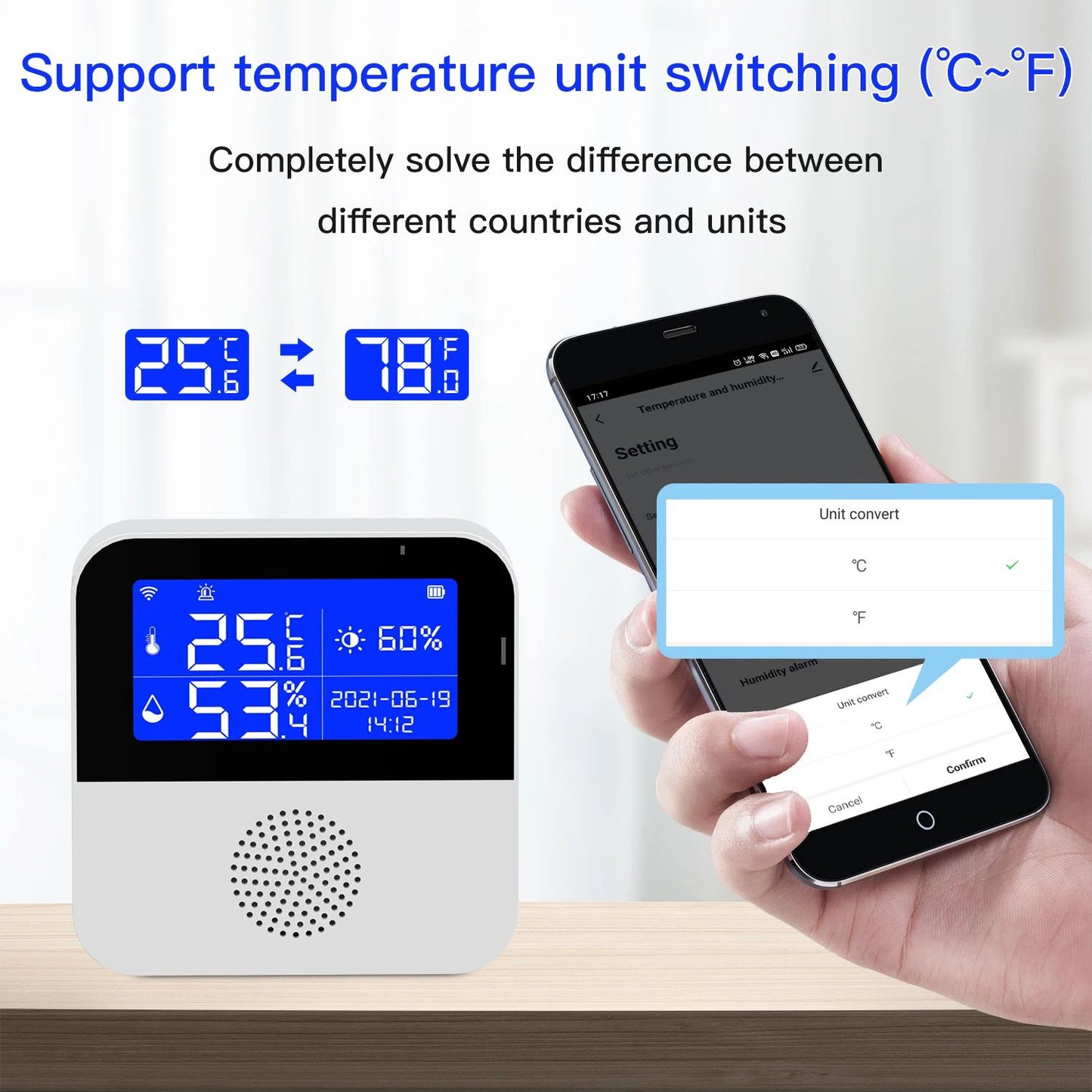 Smart WiFi Temperature And Humidity Sensor TuyaEnabled Indoor Thermometer Hygrometer With Backlight 5