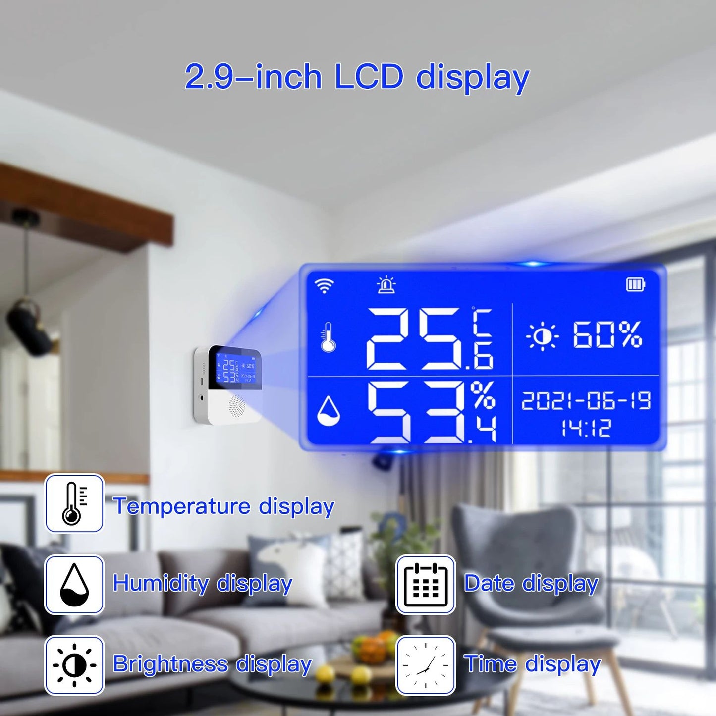 Smart WiFi Temperature And Humidity Sensor TuyaEnabled Indoor Thermometer Hygrometer With Backlight 1