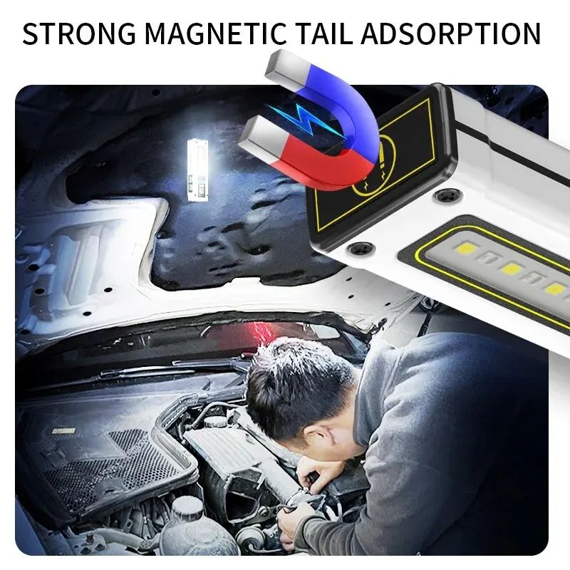 Super Bright LED Work Light Waterproof Emergency Flashlight With Magnet Alarm SOS Keychain  Power B 1