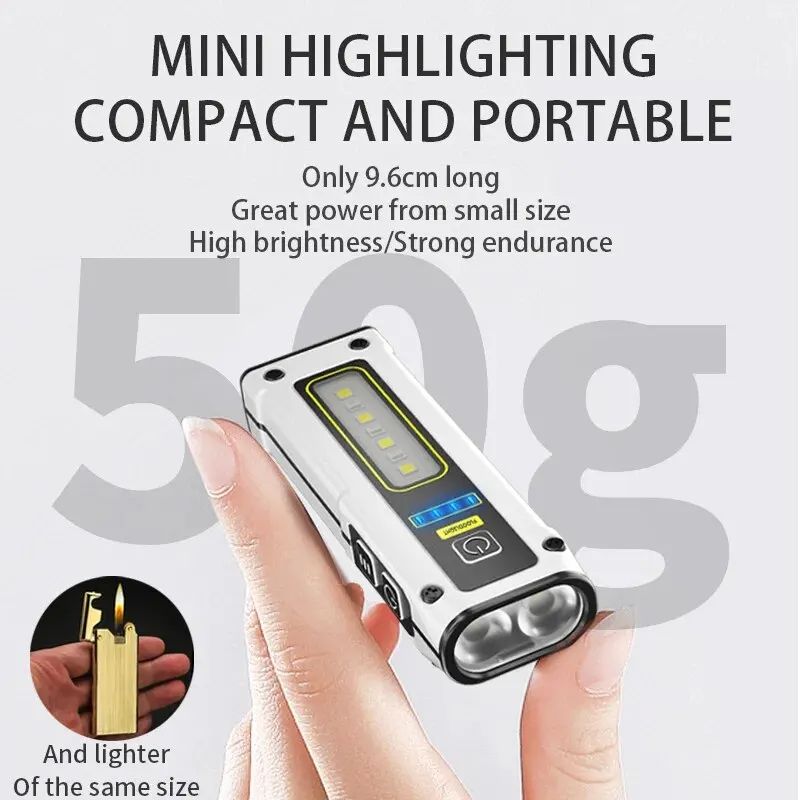 Super Bright LED Work Light, Waterproof Emergency Flashlight with Magnet Alarm SOS Keychain & Power Bank