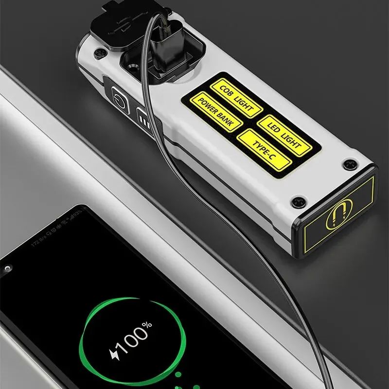 Super Bright LED Work Light Waterproof Emergency Flashlight With Magnet Alarm SOS Keychain  Power B 3