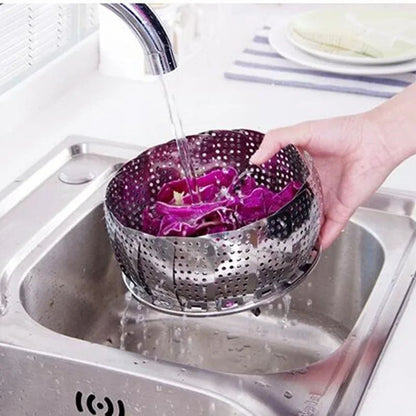 Multifunctional Stainless Steel Retractable Folding Steamer Plate Silver Food Steamer For Vegetable 2