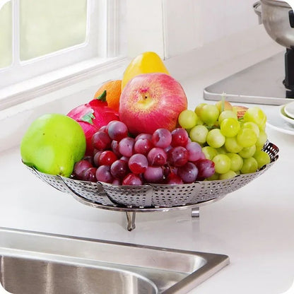 Multifunctional Stainless Steel Retractable Folding Steamer Plate Silver Food Steamer For Vegetable 3