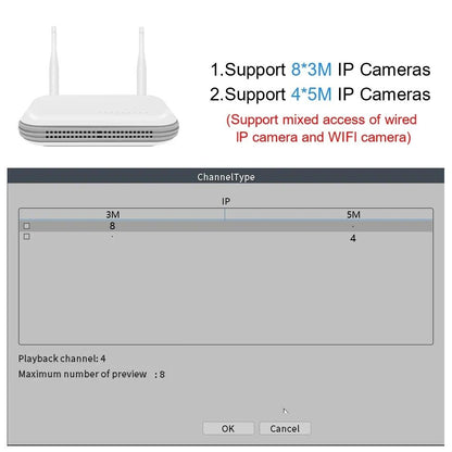 Wireless IP Camera Recorder With H265 Face Detection Onvif Protocol Email Alert XMEYE And ICSee App 1