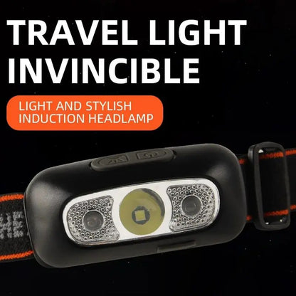 Hand Motion Sensor Mini Headlamp USB Rechargeable LED Induction Headlight Waterproof Outdoor Camping Fishing Light