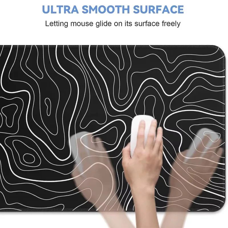 Large Extended Gaming Mouse Pad With NonSlip Rubber Base Topographic Design For Full Desk Keyboard  2