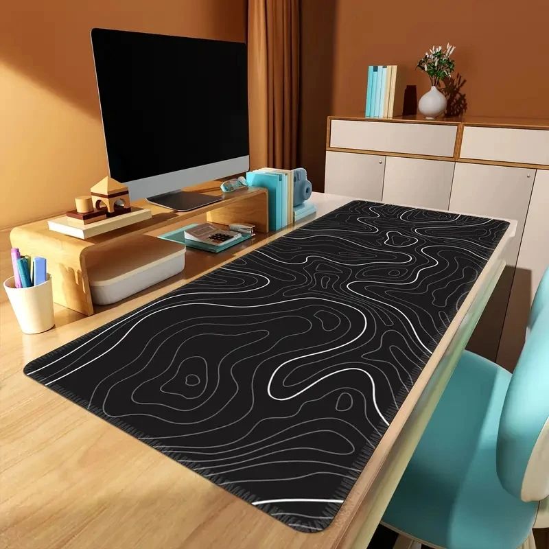 Large Extended Gaming Mouse Pad With NonSlip Rubber Base Topographic Design For Full Desk Keyboard  3