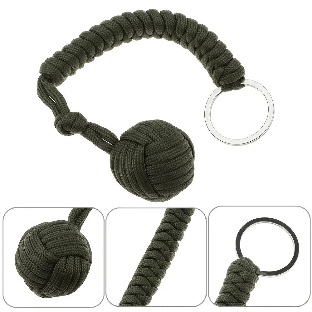 Outdoor SelfDefense Monkey Fist Keychain Paracord Survival Tool With Steel Ball 3