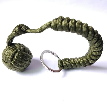 Outdoor SelfDefense Monkey Fist Keychain Paracord Survival Tool With Steel Ball 7