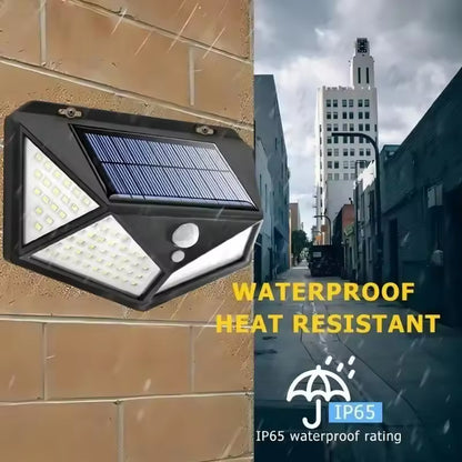 Solar Powered 100LED Motion Sensor Wall Lamp, Waterproof Outdoor Light for Garden, Street, and Railing Decor