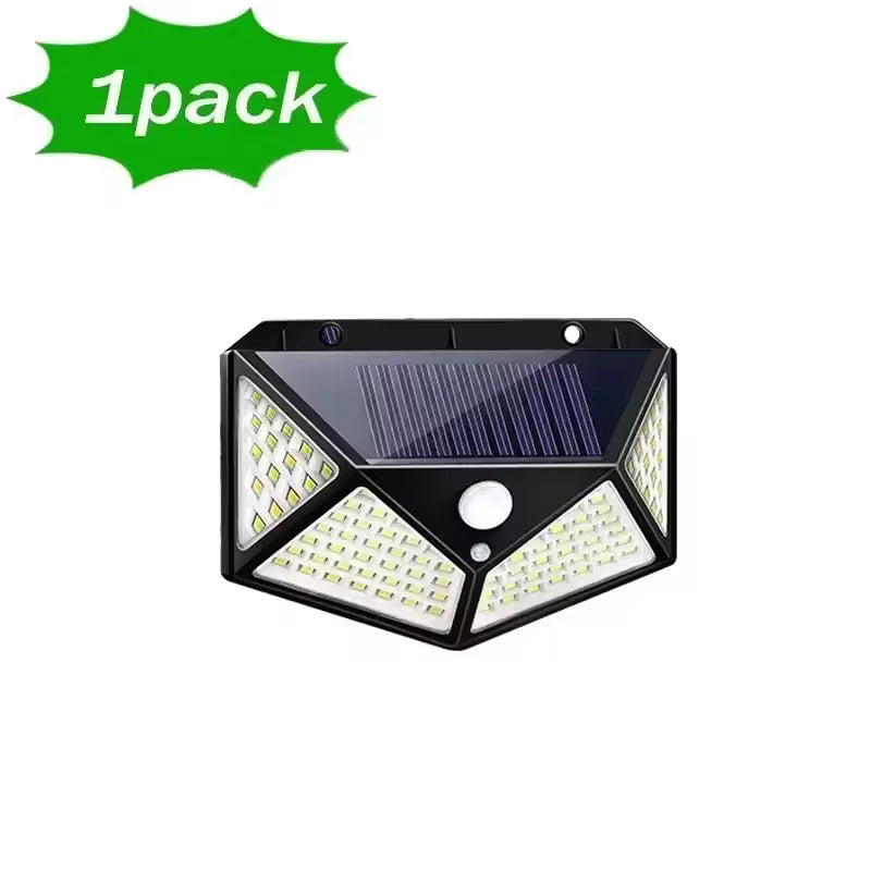 Solar Powered 100LED Motion Sensor Wall Lamp, Waterproof Outdoor Light for Garden, Street, and Railing Decor