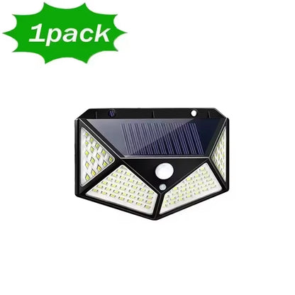 Solar Powered 100LED Motion Sensor Wall Lamp, Waterproof Outdoor Light for Garden, Street, and Railing Decor