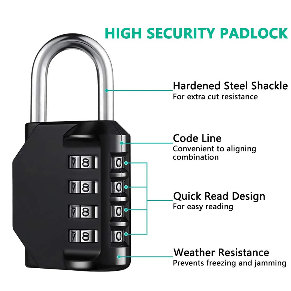 Waterproof Combination Lock 4Digit Resettable Heavy Duty Padlock For Outdoor Use 1