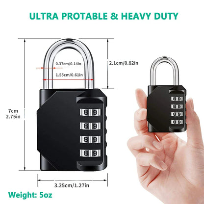 Waterproof Combination Lock 4Digit Resettable Heavy Duty Padlock For Outdoor Use 4