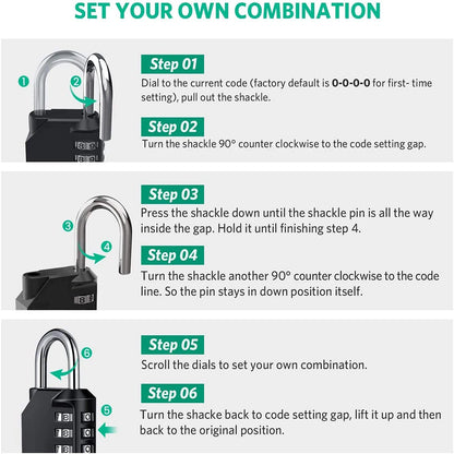 Waterproof Combination Lock 4Digit Resettable Heavy Duty Padlock For Outdoor Use 3