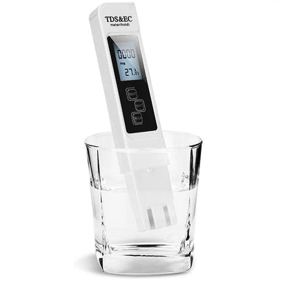 White Digital Water Quality Tester TDS EC Meter, Multifunctional Water Purity Temperature PPM TEMP Tester for Home & Lab