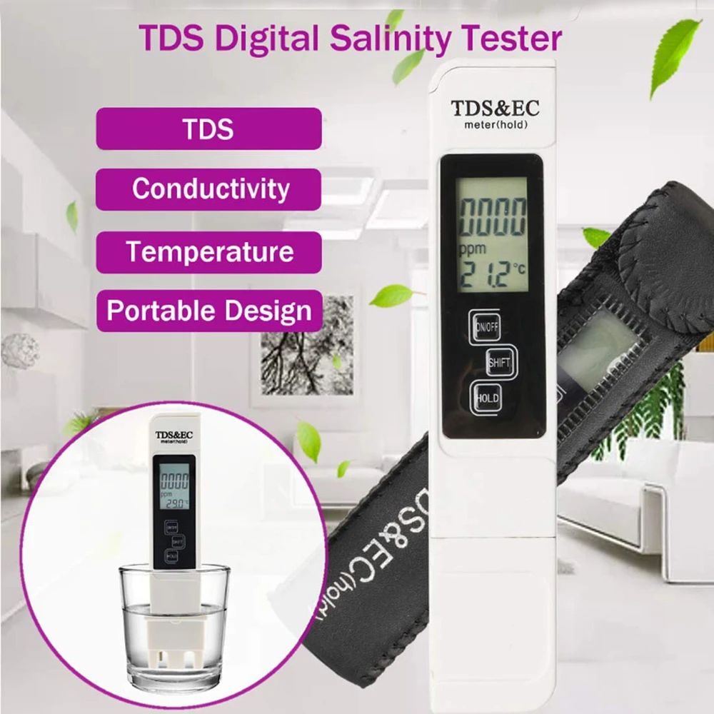 White Digital Water Quality Tester TDS EC Meter Multifunctional Water Purity Temperature PPM TEMP T 4
