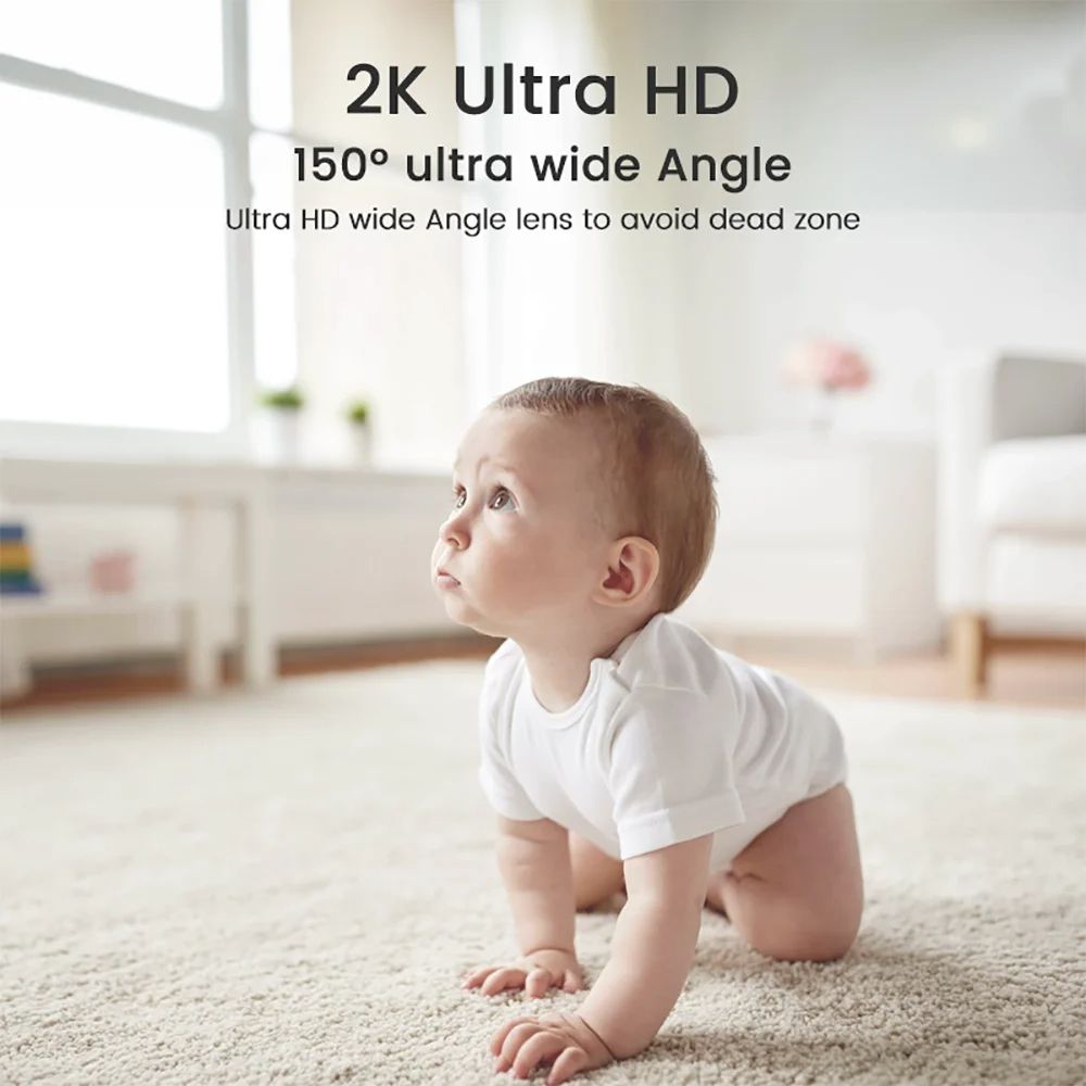 4MP 2K WiFi Indoor Baby Monitor With Cry Detection FullColor Night Vision 360 PanTilt And Motion Al 1