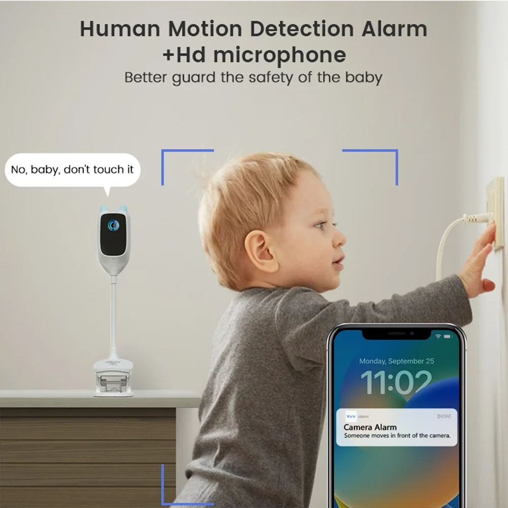 4MP 2K WiFi Indoor Baby Monitor With Cry Detection FullColor Night Vision 360 PanTilt And Motion Al 4