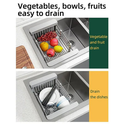 Folding Kitchen Sink Drain Rack Stainless Steel Dish Drying Basket  SpaceSaving Sink Organizer 2