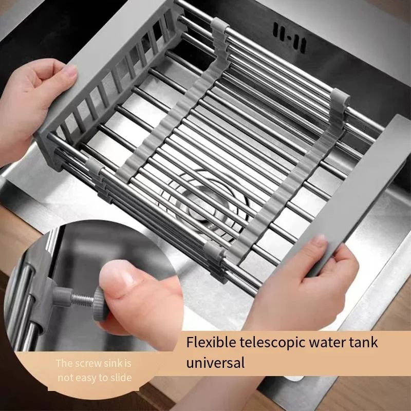 Folding Kitchen Sink Drain Rack Stainless Steel Dish Drying Basket  SpaceSaving Sink Organizer 4