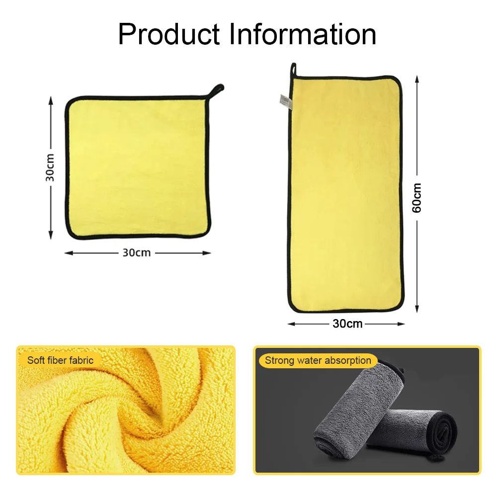 Microfiber Car Wash Towel Set Coral Fleece Nano Ultra Fiber Cloth LintFree Car Cleaning Towels For  2