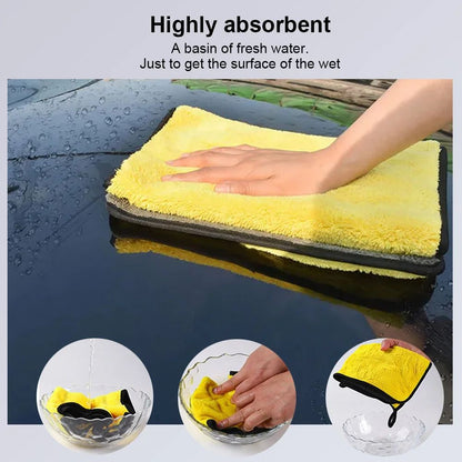 Microfiber Car Wash Towel Set, Coral Fleece Nano Ultra Fiber Cloth, Lint-Free Car Cleaning Towels for Home & Vehicle