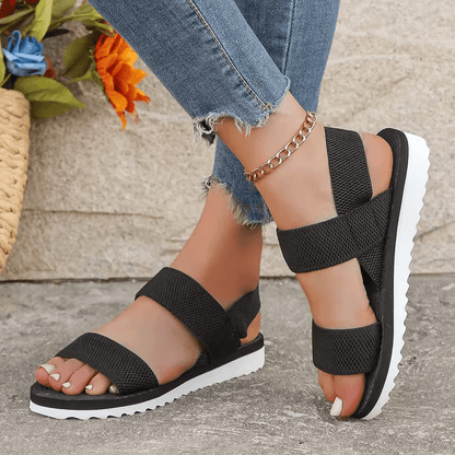 Womens Black Anti Slip Flat Sandals With Matching Sole And Shoelace Design Comfortable Summer Footw 1