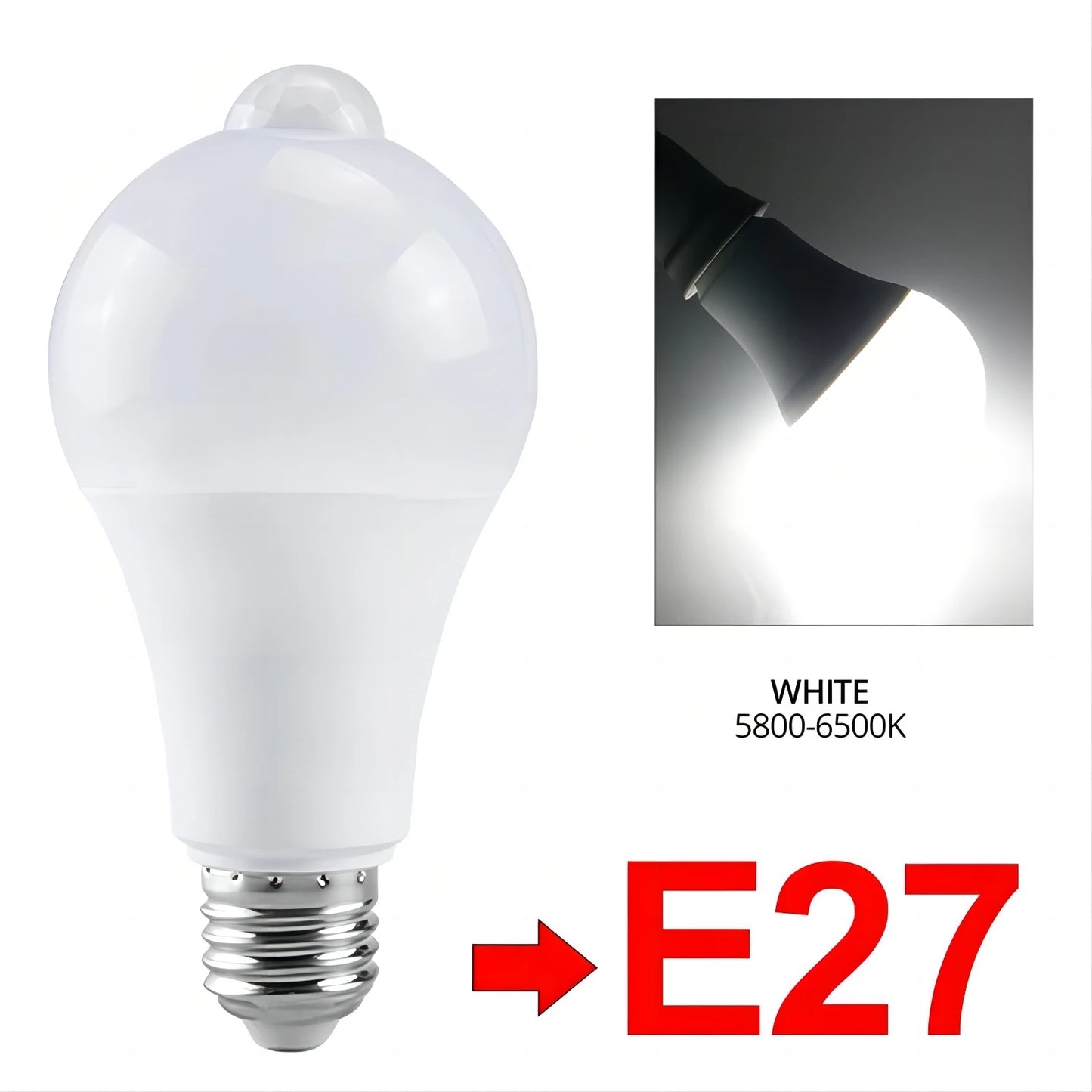 12W Smart LED Bulb With PIR Motion Sensor  Movement Detector Works In Dark Dusk To Dawn Security Li 9