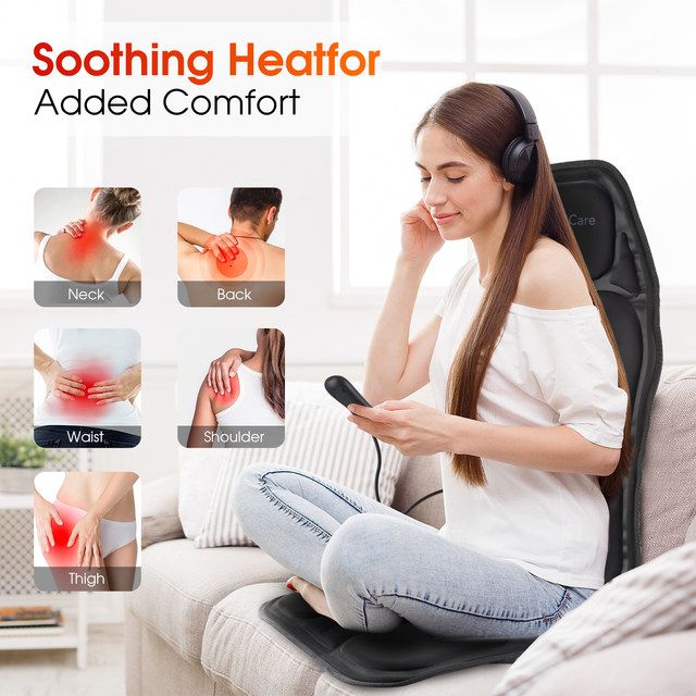 TotalRelief Electric Back Massager Chair Pad With Heat  Full Body Vibrating Cushion For Home Office 3