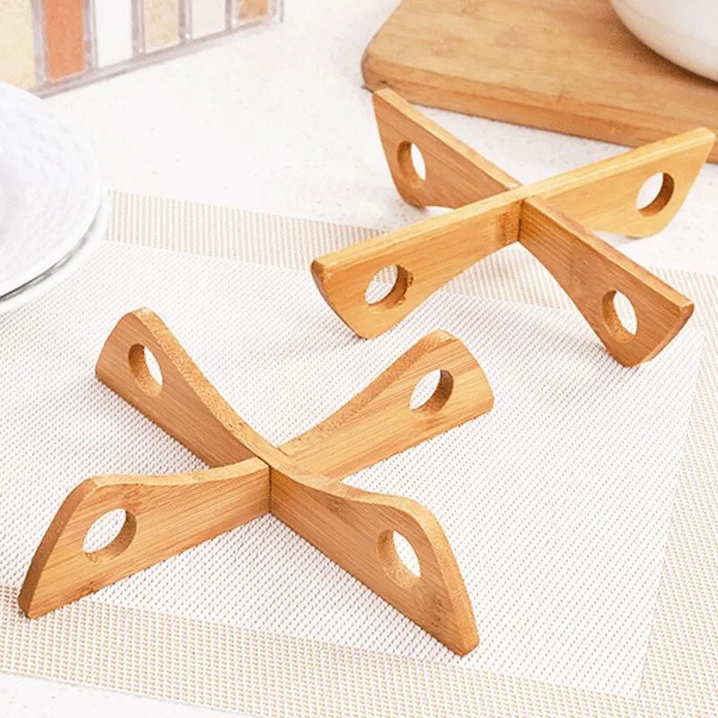 Cross Tray Holder Wooden Removable Table Mat AntiHeat Steam Resistant Kitchen Gadget NonSlip Househ 4