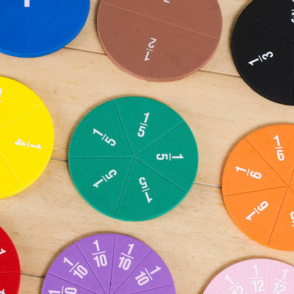 Montessori Math Fractions Set EVA Round Fraction Circles For Kids STEM Educational Toy For Early Le 1