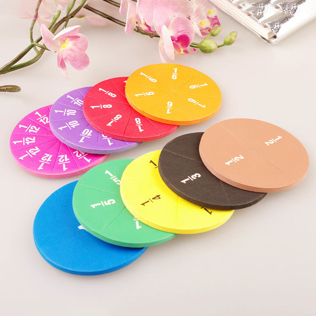 Montessori Math Fractions Set EVA Round Fraction Circles For Kids STEM Educational Toy For Early Le 3