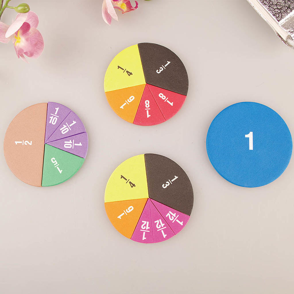 Montessori Math Fractions Set EVA Round Fraction Circles For Kids STEM Educational Toy For Early Le 6
