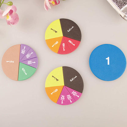 Montessori Math Fractions Set EVA Round Fraction Circles For Kids STEM Educational Toy For Early Le 6