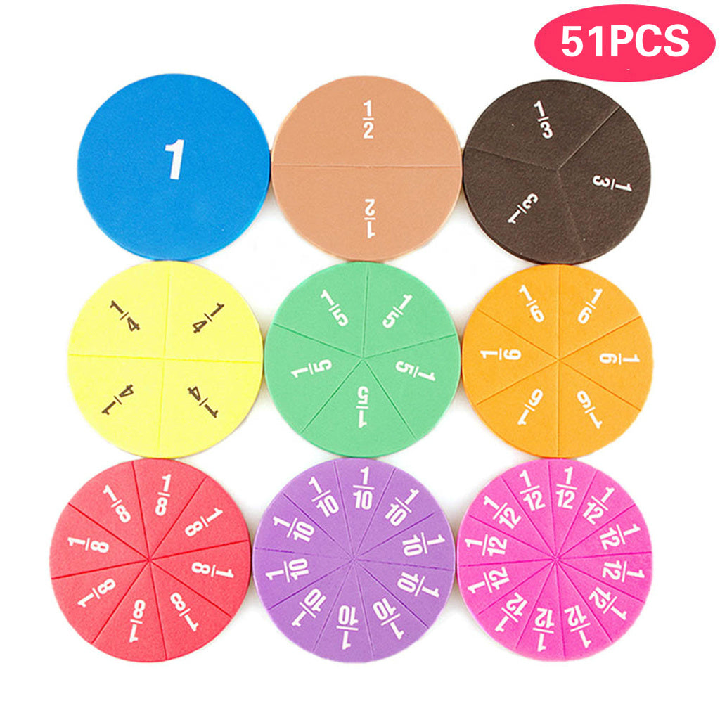 Montessori Math Fractions Set EVA Round Fraction Circles For Kids STEM Educational Toy For Early Le 5