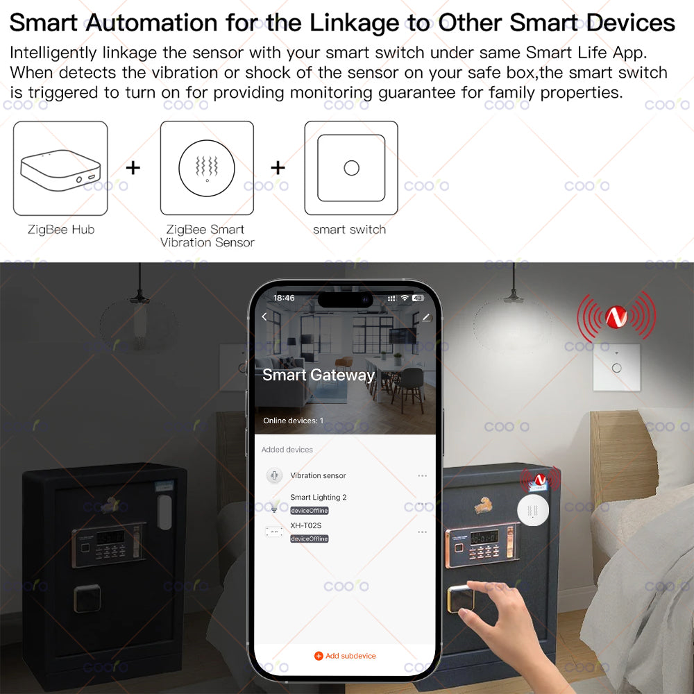Smart Vibration Sensor With Tilt Detection RealTime XYZ Axis Monitoring  SmartLife App Notification 2
