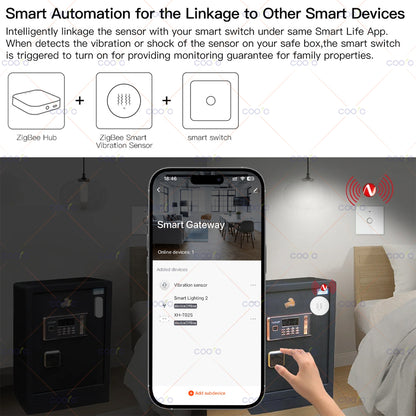 Smart Vibration Sensor With Tilt Detection RealTime XYZ Axis Monitoring  SmartLife App Notification 2