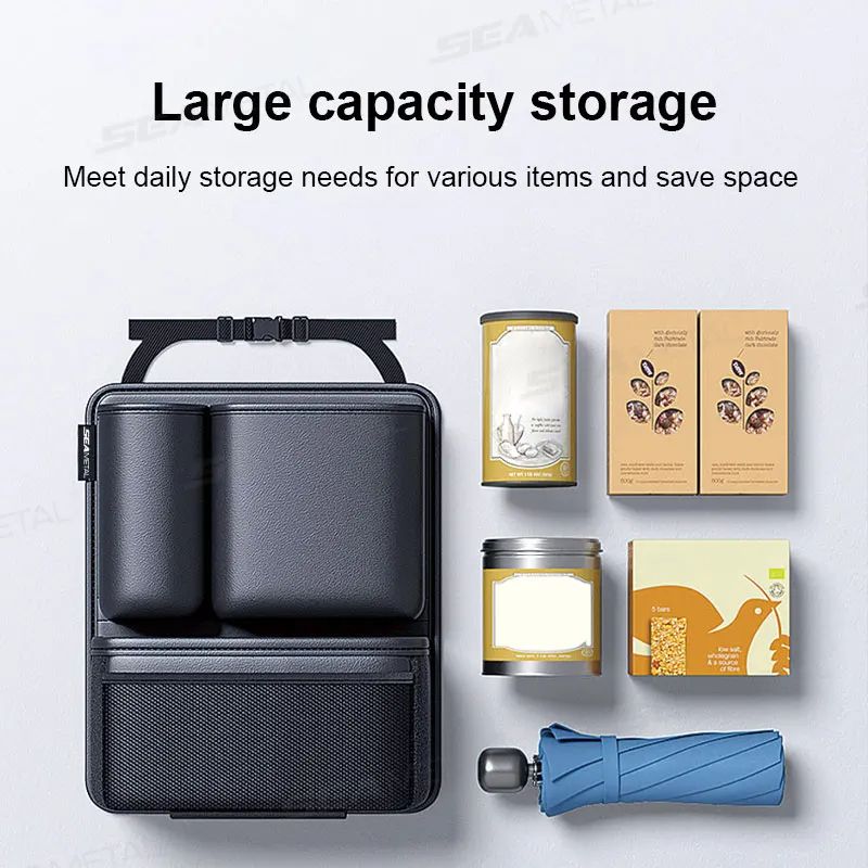 Hanging Car Trunk Organizer PU Leather Backseat Storage Bag With Large Capacity Pockets For SUV Sed 3