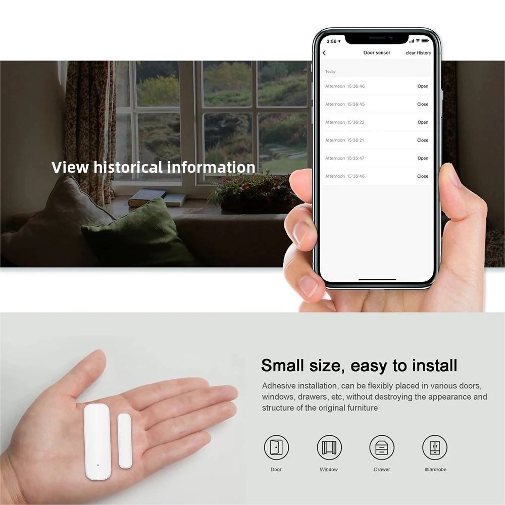 Tuya WiFiZigbee Window Door Sensor Smart Home Security Alarm System With Alexa  Google Home Voice C 1